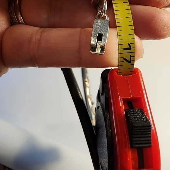 Sterling Silver 925 and Black Leather Choker Style Necklace 17 Inches - Picture 6 of 10